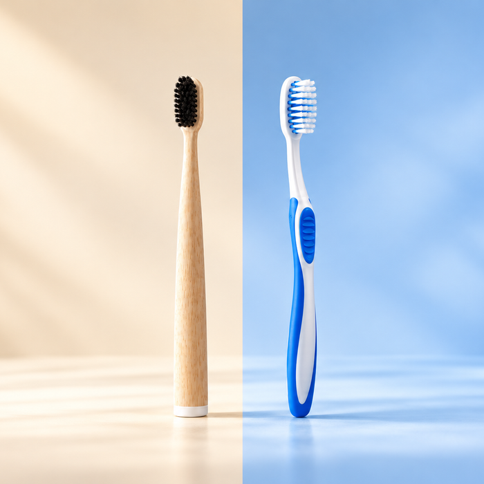 Horse hair toothbrush bristles compared with nylon toothbrush bristles