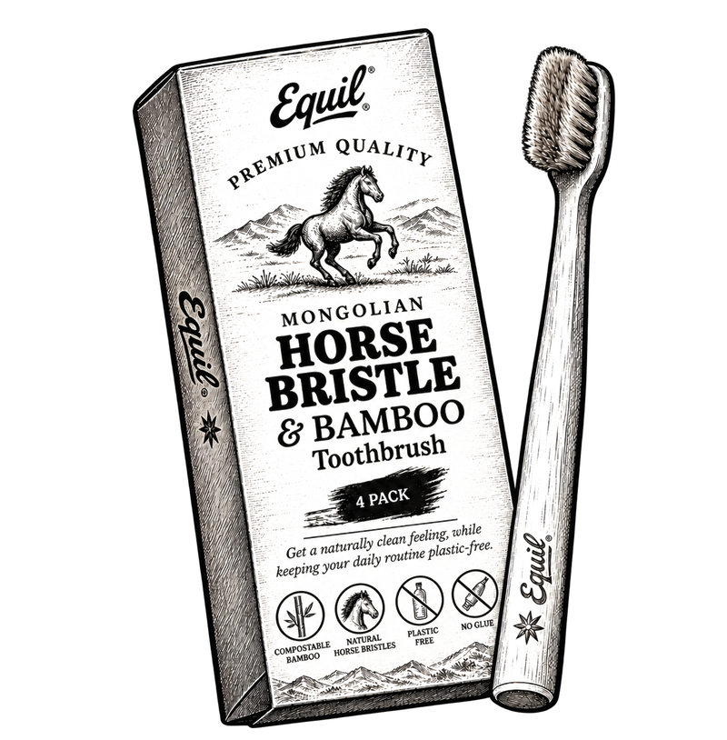 Equil horse bristle and bamboo toothbrush 4-pack illustration